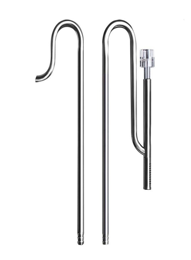 PUXING Metal Lily Pipe, 304 Stainless Steel Surface-Skimmer Stainless Steel Inflow Outflow with 2 Acrylic Holder for Aquarium Planted Tank, Inflow and Outflow Pipe Set Removes Surface Scum Pipe - Image 1